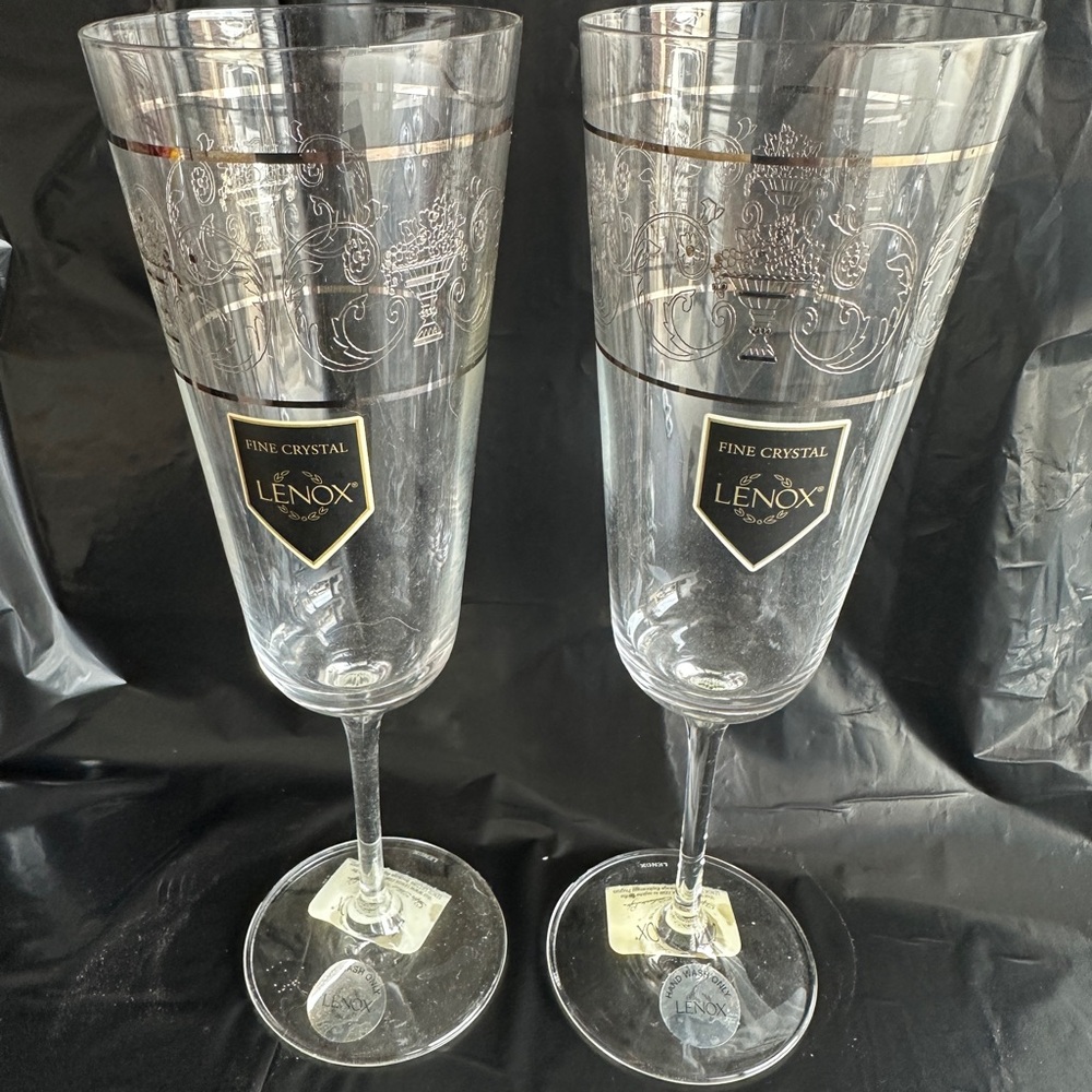 Lenox Fine Crystal Champagne Flutes with Gold Accents